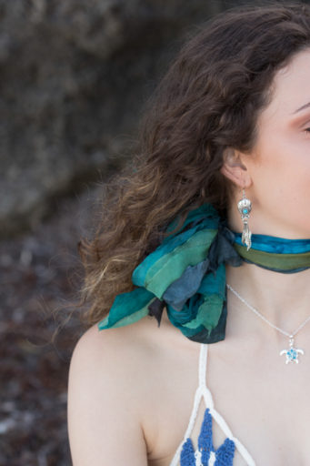 Crochet Cheeky Blue Flower String Bikini Set